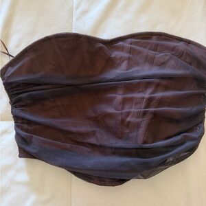 Elegant Brown Strapless Crop Top